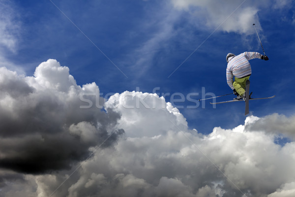 Gyorsúszás sí felhők kereszt hó űr Stock fotó © BSANI