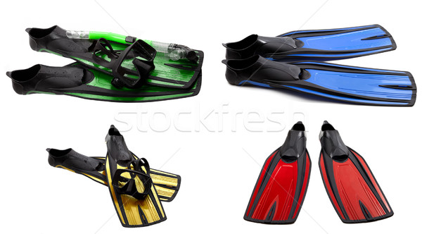 Set of multicolored swim fins, masks and snorkel for diving Stock photo © BSANI