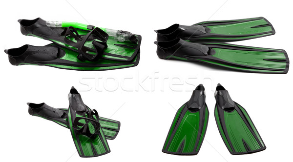 Set of green swim fins, mask and snorkel for diving Stock photo © BSANI