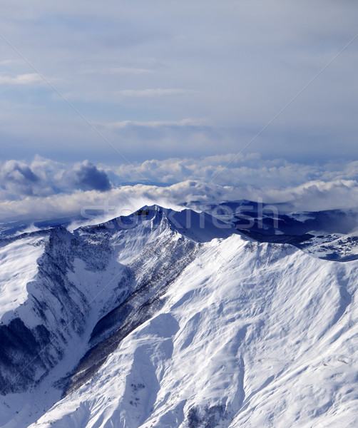 Stock foto: Winter · Berge · Nebel · windig · Tag