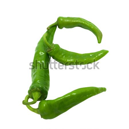 Letter E composed of green peppers Stock photo © BSANI