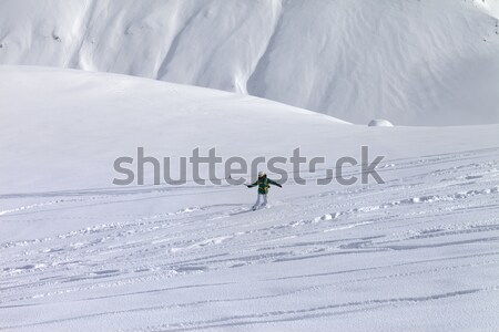 ストックフォト: スノーボーダー · オフ · スロープ · 雪 · コーカサス · 山