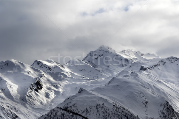 Evening sunlight mountains in haze Stock photo © BSANI