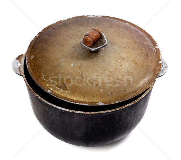 Old dirty big pot on white background Stock photo © BSANI