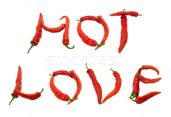 HOT LOVE text composed of red chili peppers Stock photo © BSANI