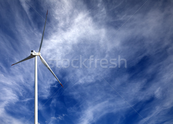 ветровой турбины Blue Sky облака солнце день пейзаж Сток-фото © BSANI