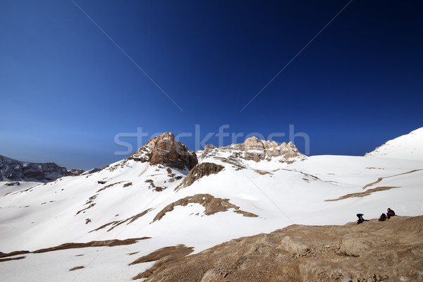 Two hikers on halt in snowy mountain Stock photo © BSANI