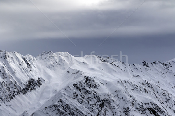 Foto stock: Alto · montanhas · luz · solar · tempestade · céu · nevasca