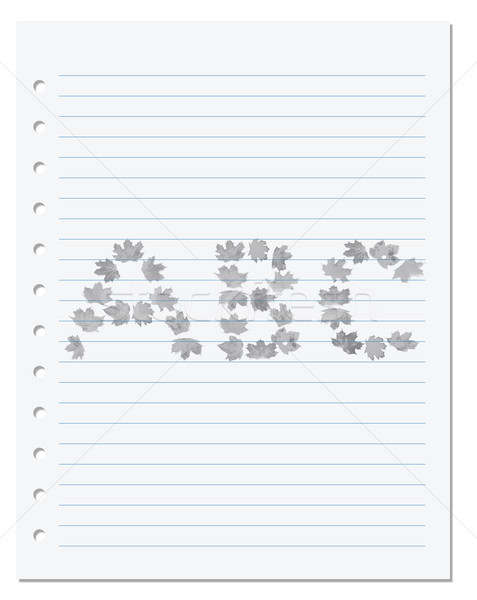 Stock photo: Notebook paper with letters A B C composed of autumn maple leafs