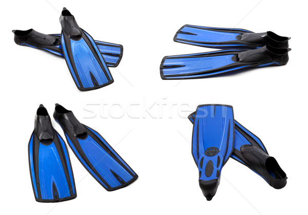 Set blau schwimmen Tauchen isoliert weiß Stock foto © BSANI
