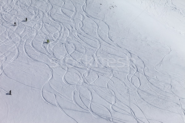 Snowboarders and skiers on off piste slope Stock photo © BSANI