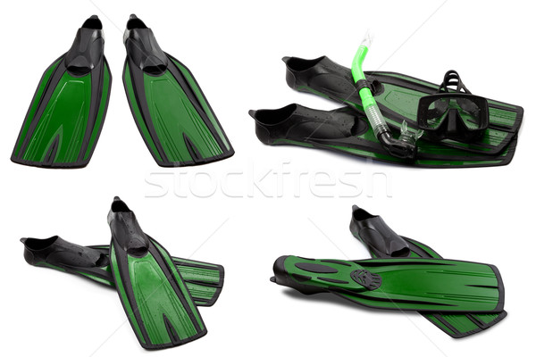 Set of green swim fins, mask and snorkel for diving Stock photo © BSANI