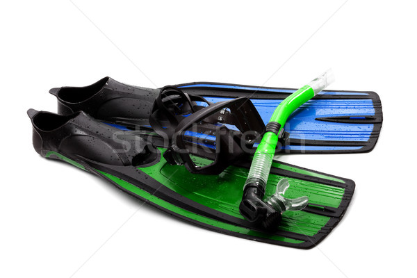 Mask, snorkel and flippers of different colors Stock photo © BSANI