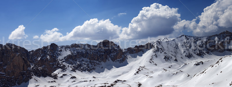 Panorama of snow mountains in sunny day Stock photo © BSANI