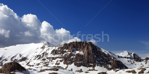 Panoramic view of snowy rocks in nice day Stock photo © BSANI