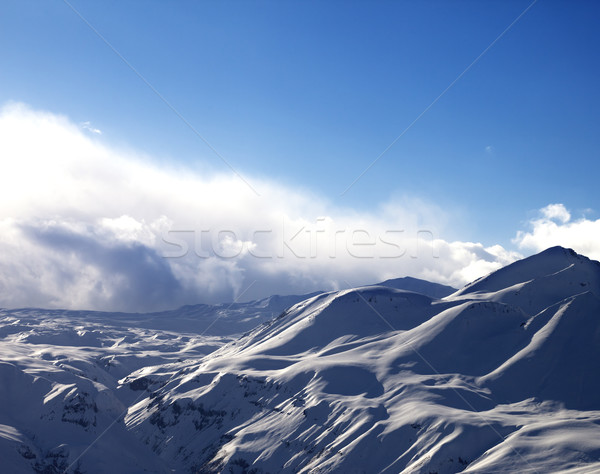 Stock photo: Evening sunlight mountains in mist