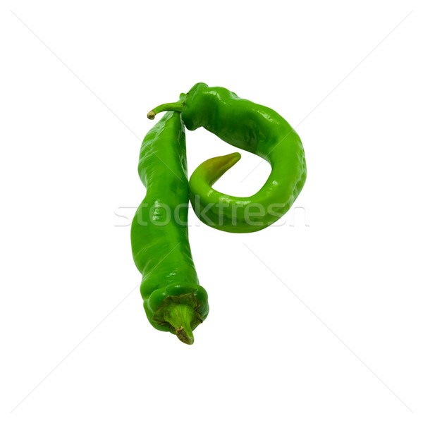 Letter P composed of green peppers Stock photo © BSANI