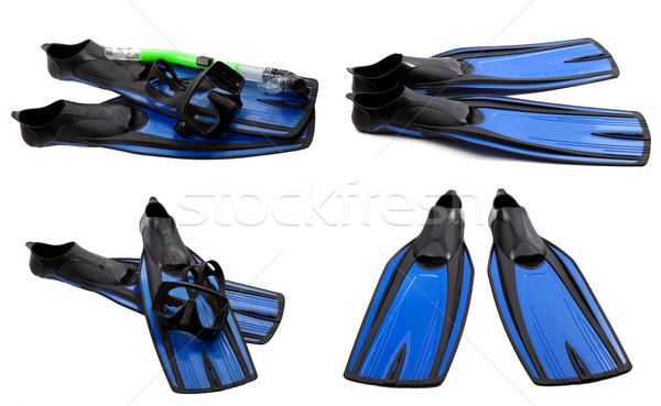 Set of blue swim fins, mask and snorkel for diving Stock photo © BSANI