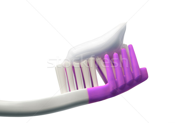 Diş fırçası diş macunu yalıtılmış beyaz görmek Stok fotoğraf © BSANI