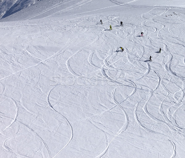 Stock photo: Snowboarder downhill on off piste slope