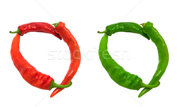 Letter O composed of green and red chili peppers Stock photo © BSANI