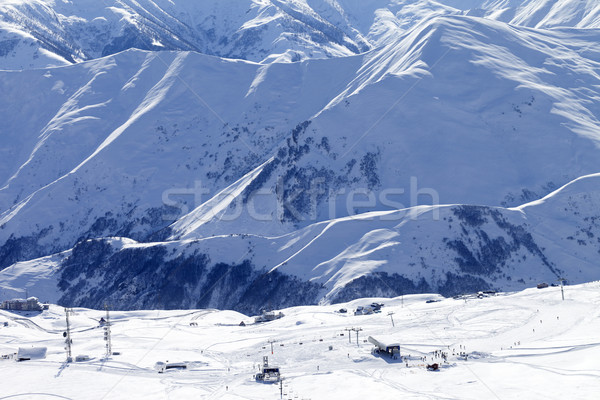 Felső kilátás sípálya Kaukázus hegyek Grúzia Stock fotó © BSANI