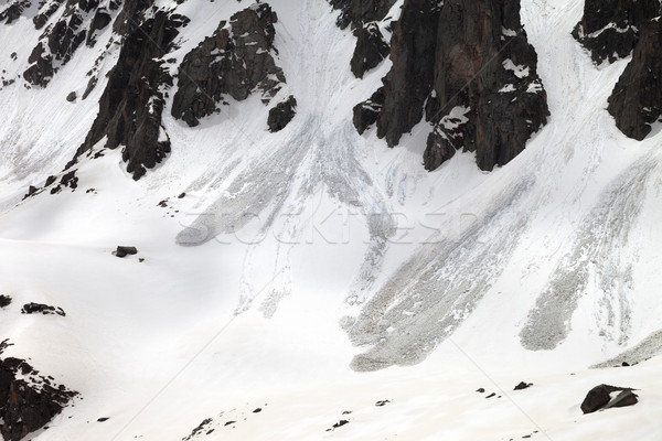 Snow mountain with traces from avalanche in spring day Stock photo © BSANI