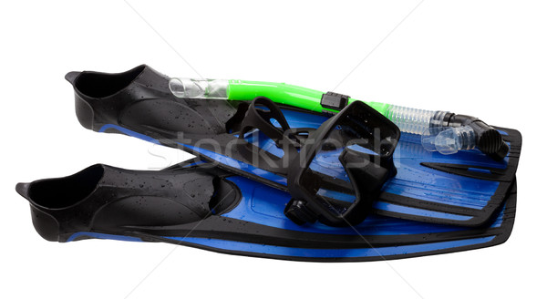 Mask, snorkel and flippers with water drops Stock photo © BSANI