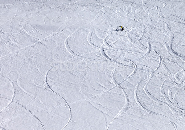 Snowboarder downhill on off piste slope with newly-fallen snow Stock photo © BSANI