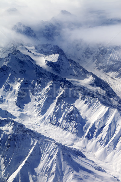 商业照片 顶部 视图·雪·山 冰川·雾