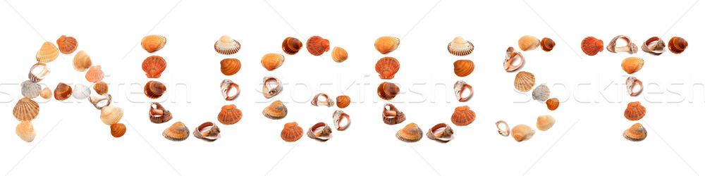A U G U S T text composed of seashells Stock photo © BSANI