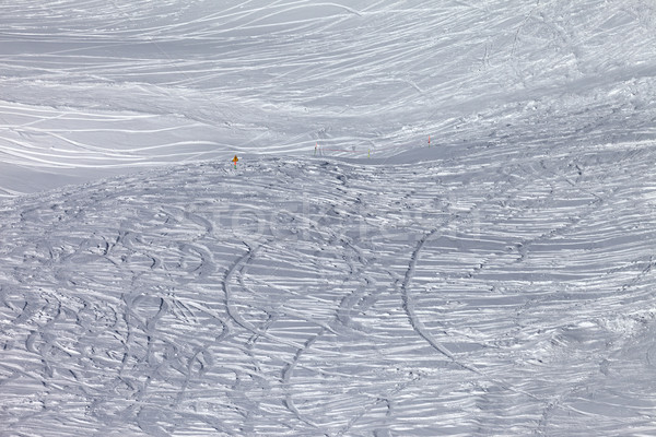 Traces of skis and snowboards in new-fallen snow on off-piste sl Stock photo © BSANI