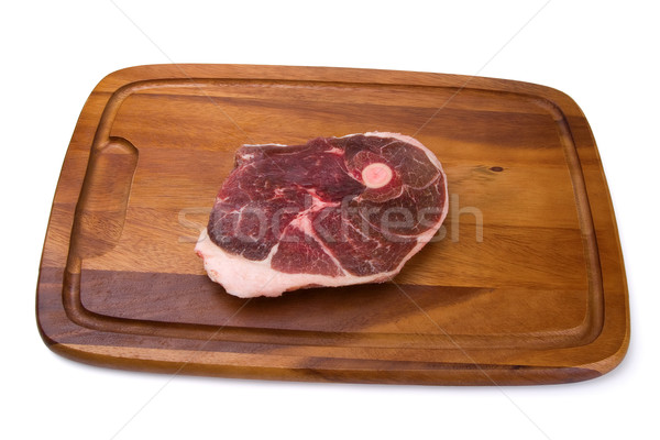 Fleisch Holzbrett isoliert weiß Essen Stock foto © BSANI