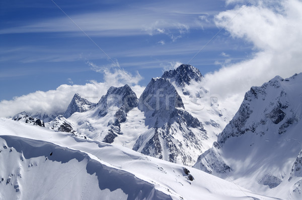 ストックフォト: コーカサス · 山 · 表示 · 先頭 · 風景 · 冬