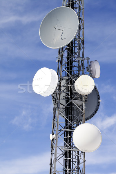 Satellite dishes against blue sky Stock photo © BSANI
