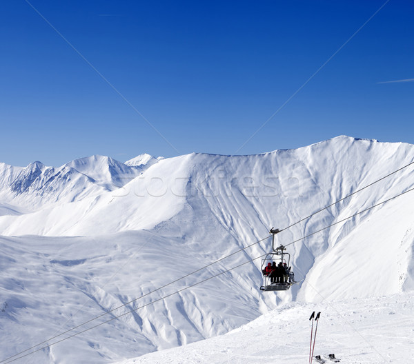 Skiers on ropeway at ski resort Gudauri Stock photo © BSANI