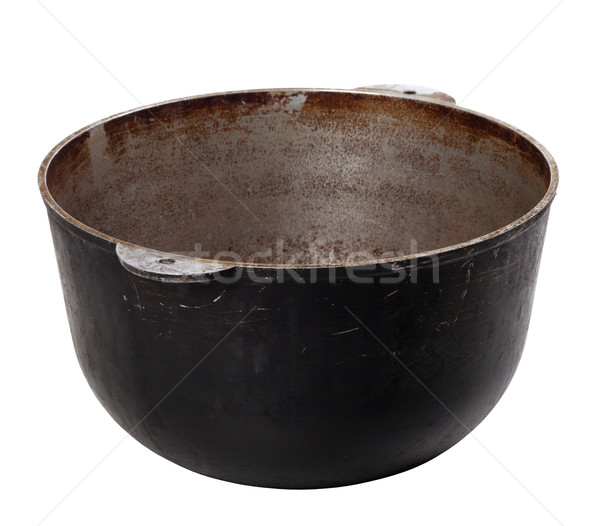 Zwarte oude vuile pot geïsoleerd witte Stockfoto © BSANI
