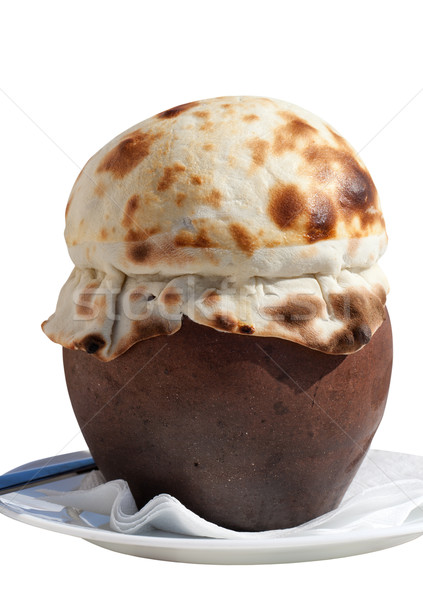 Clay pot covered with bread Stock photo © BSANI