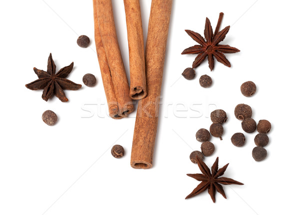 Black peppercorns, anise stars and cinnamon sticks Stock photo © BSANI