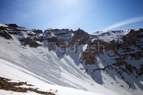 Snowy mountains with trace of avalanche Stock photo © BSANI