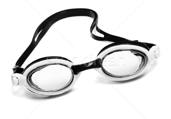 Stock fotó: Feketefehér · védőszemüveg · úszik · izolált · fehér · nyár
