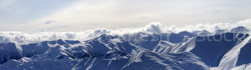 Panoráma este hegyek pára Kaukázus Grúzia Stock fotó © BSANI
