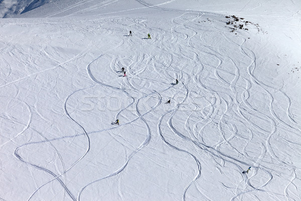Snowboarders and skiers on off-piste slope at sun day Stock photo © BSANI