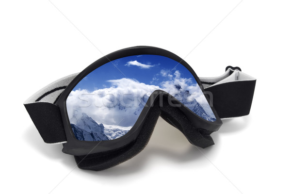 Skibrille Reflexion Berge isoliert weiß Himmel Stock foto © BSANI
