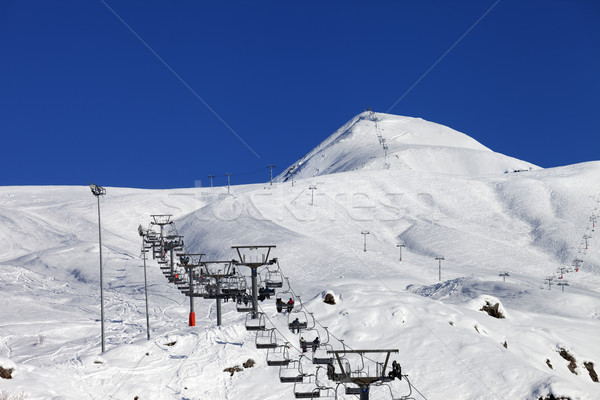 Stock photo: Winter mountains and ski slope at nice sun day