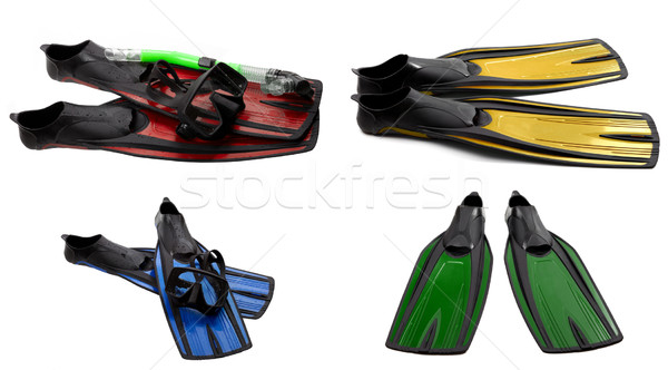 Set of multicolored swim fins, mask and snorkel for diving  Stock photo © BSANI