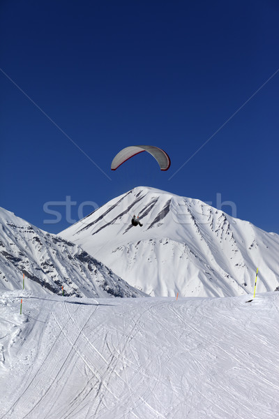 Skydiver in sunny snowy mountains Stock photo © BSANI