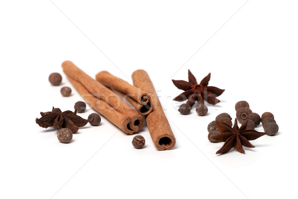 Black peppercorns, anise stars and cinnamon sticks Stock photo © BSANI