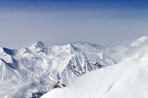 Berge Dunst Georgia Himmel Landschaft Stock foto © BSANI