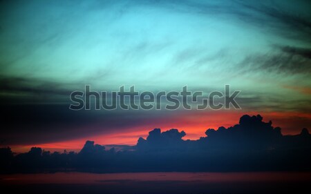 [[stock_photo]]: Coucher · du · soleil · ciel · nuages · lac · paysage · bleu